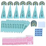 Peacock Candy Gift Bags Box Cookie Bags with Bow Christmas Cellophane Popcorn Cone Bag Box Thanksgiving Baked Goods Bags for Gift Giving 45pcs