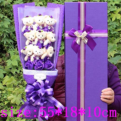 Preisvergleich Produktbild CPFYZH Handmade niedlichen Teddybär Plüschtier Cartoon Bouquet Geschenkbox Seife Blume Geburtstag Valentinstag Gift-no_Gift_Box_Purple