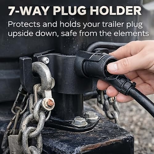 Aluminum Rv Towing Chain Organizer & 7-Way Plug Holder, Heavy Duty Anti-Rust Trailer Chain and Plug Holder for Tongue Jack, Cable Wire Harness Holder for Rv Camper Towing (1pc) — view 2