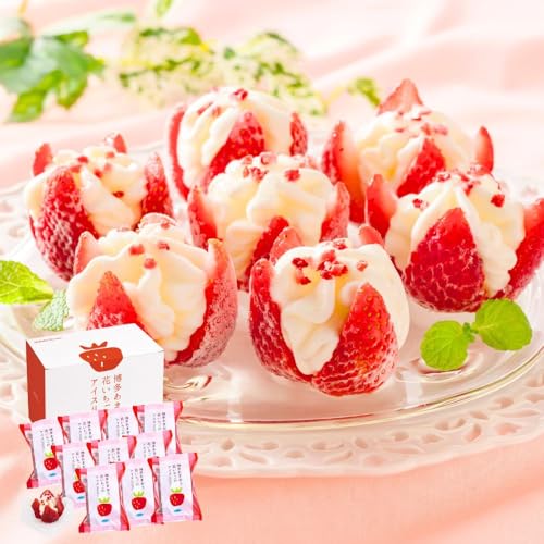 アイスクリーム ギフト 博多あまおう 花いちごの アイス 10個入 プレゼント スイーツ 洋菓子 贈答用 メッセージカード付きの商品画像（Amazon）