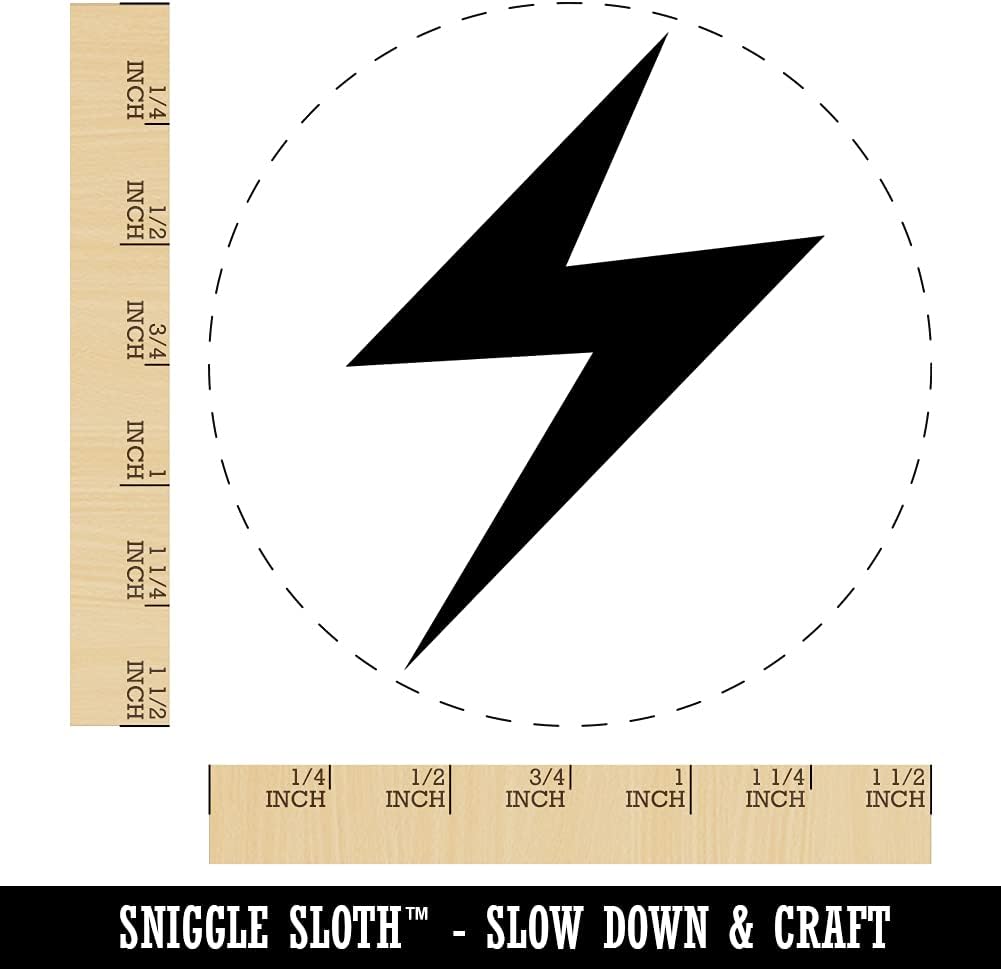 Lightning Bolt Thunderbolt Self-Inking Rubber Stamp Ink Stamper for Stamping Crafting Planners - 1-1/2 Inch Large - Black Ink