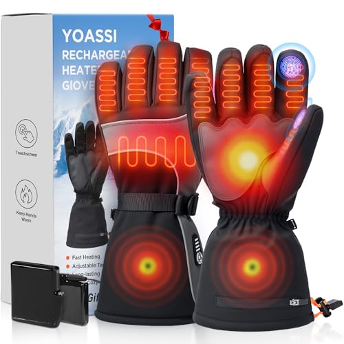 Rechargeable Heated Gloves Women - 7.4V Battery Heated Ski