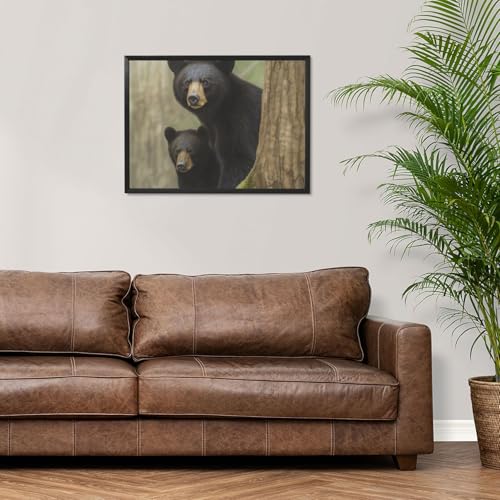 Impression sur toile ours noir de qualité supérieure avec cadre moderne noir
