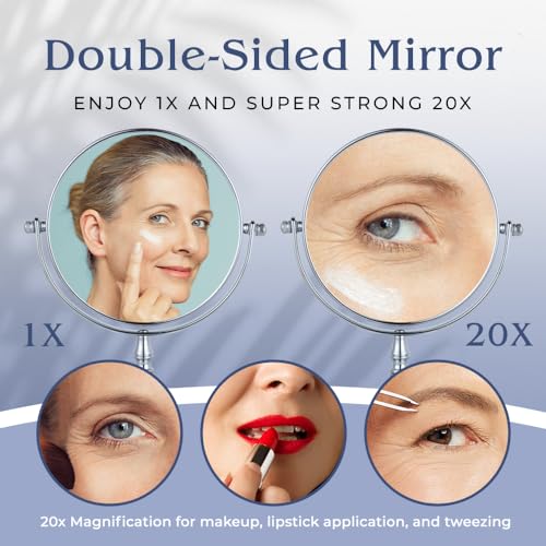 Espejo para maquillaje redondo con aumento 20X y base miniatura 2