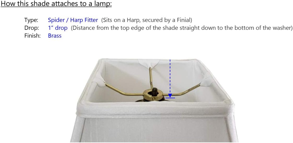 Top Rated American Pride 5x 12x 8.25 Square Soft Shantung Tailored Lampshade, Eggshell