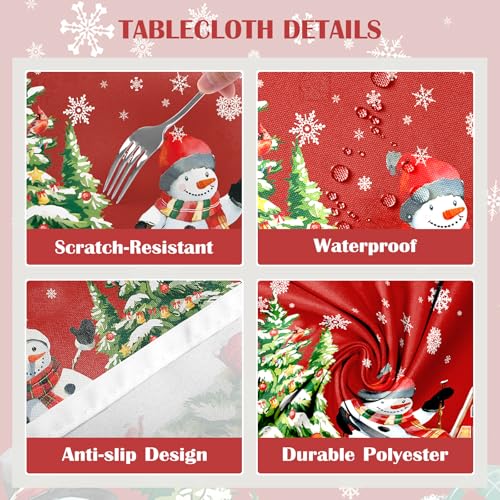 Nappe de Noël rectangulaire grande taille housse de table antitache hiver - 6