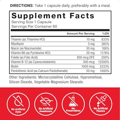 image for FORCE FACTOR Vitamin B Complex to Support Energy, Vitality, and Heart 