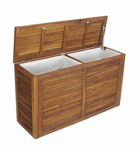 The Original Nila Teak Wall Hugging Louvered Double Hamper