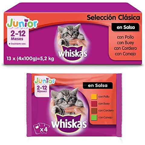 Whiskas Comida Húmeda para Gatos Junior Selección Carnes en Gelatina Cover