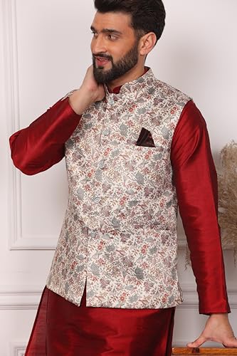 Image of Kurta With Churidar & Multicolor Nehru jacket Set