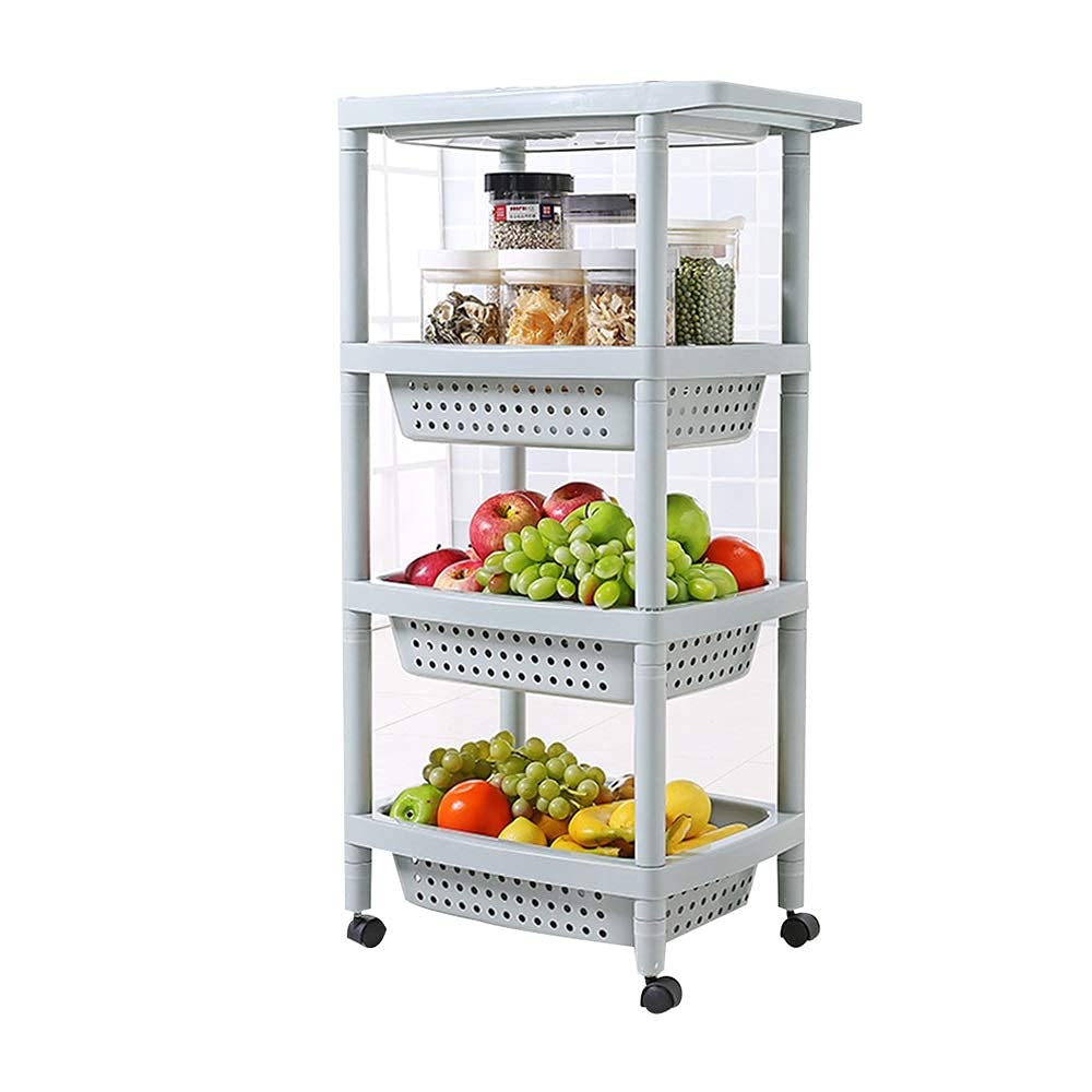 Rack de stockage bleu avec 4 roues pour organisation de cuisine et salle de bain compacte