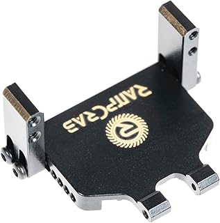 RampCrab Servo Mount Bracket for SCX24 AX24, Adjustable Servo Mount Bracket, 1/24 RC Car Steering Servo Mount for Axial SCX24 Bronco Deadbolt JLU Gladiator C10 Upgrade Parts, Brass, Black