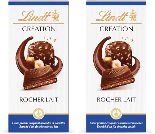 Lindt - Tablette CRÉATION Rocher Lait - Chocolat au Lait, 150g (Lot de 2)