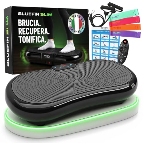 Pedana Vibrante Bluefin Fitness Ultra Slim Power | Modellatore Vibrante | 5 programmi + 180 livelli | Allenamento completo | Fitness silenzioso a casa | Facile da riporre | Design elegante e compatto