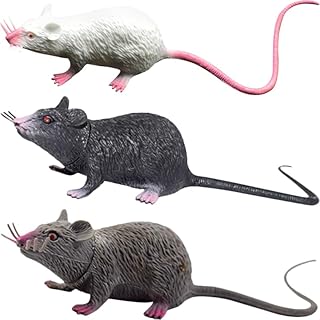Garneck 3 Pieces Fake Rat Realistic Mulated Mouse Halloween Prank Toy Accessories for Halloween Carnival April Fool'S Day Decorations