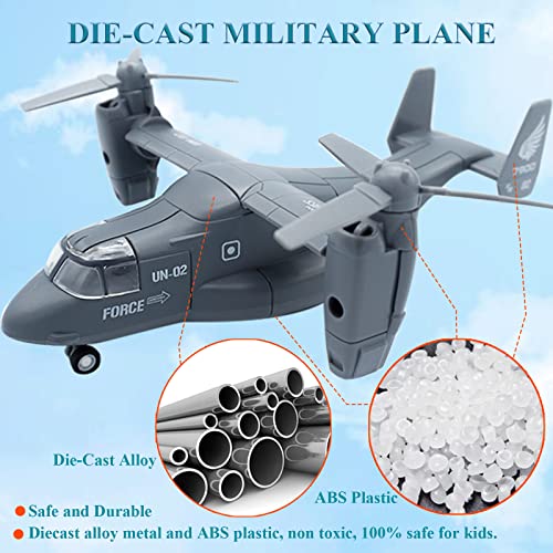 OTONOPI Military Helicopter Toy Marines Force Plane Model Alloy Plane Transport Army Aircraft Fighter Jet Die-Cast Metal Pull Back Airplanes with Lights and Sounds for Kids or Collection - Image 4