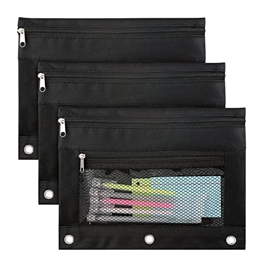 Koogel Pencil Case 3 Ring Binder, 3pcs Zipper Notebook Pen Holder, Cosmetic Coupon Organizer Pouch Bag for Cute School Supplies