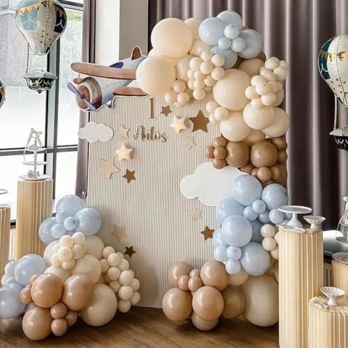 Image of Voircoloria 130pcs White Sand Balloons Different Sizes 18 inch 12 inch 10 inch 5 inch Off White Party Latex Balloons for Birthday Baby Shower Graduation Wedding Gender Reveal Anniversary Party Decorations