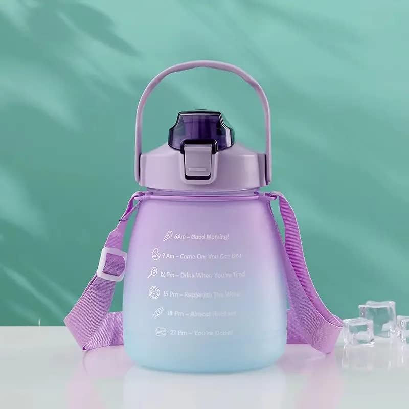 Miniatura 3 de Lindas botellas de agua de 1.3L con pajilla, botella deportiva portátil de plástico de gran capacidad para ciclismo al aire libre, correr, acampar,