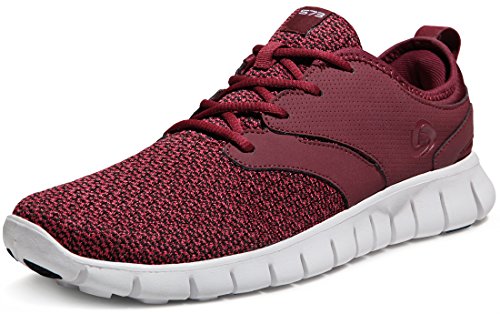 TSLA Men's Boost Running Walking Sneakers Performance Shoes, Lightweight Flex(x574) - Burgundy, 8