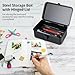 Steel Storage Box with Hinged Lid, Metal Container for Scrapbook Stamps, Rectangular Empty Hinged Tool Box, Metal Storage Organizer for Pegs, Pens, Stationary (7.9 X 5 X 3 Inch)