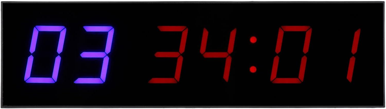 Gym Timer Interval 6 Bit LED Workout Countdown Up Stopwatch with Remote 1.8in (US Plug)