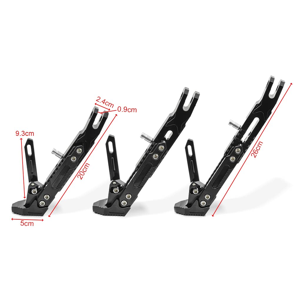 Béquille latérale Moto réglable en Hauteur Universelle Aluminium Tourtecs Noir