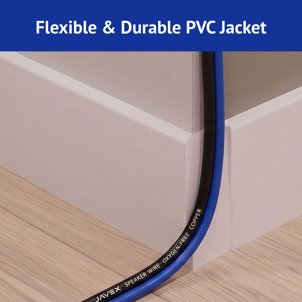 Speaker Wire 14 Gauge 50FT Oxygen-Free Copper Audio Cable Blueblack | 14AWG 2 Conductors HighFlex Cable for Automotive Stereo Home Theater In-wall and Commercial Sound System Audio Cable DIY product thumbnail 5