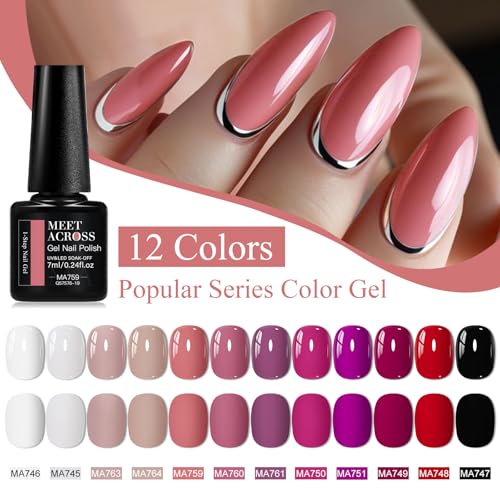 Set de esmalte de uñas gel MEET ACROSS 12 colores miniatura 3