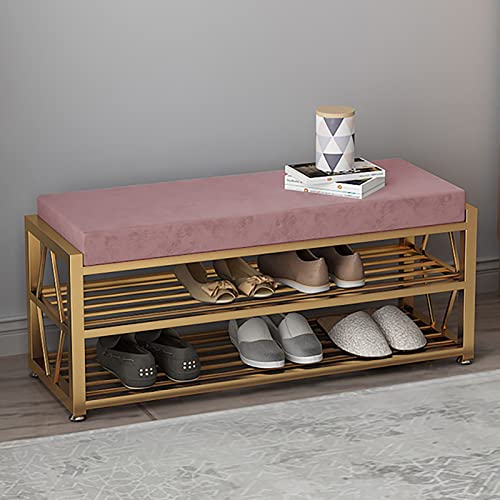 Banc de rangement pour chaussures de luxe ottoman en velours capitonné