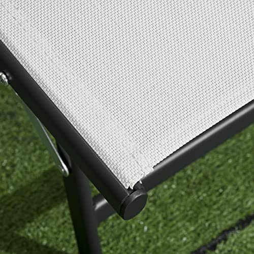 Outsunny Patio Chaise Lounge Chair Set Of 2, 2 Piece Outdoor Recliner With Wheels, 5 Level Adjustable Backrest For Garden, Deck & Poolside, Cream White #TOP7