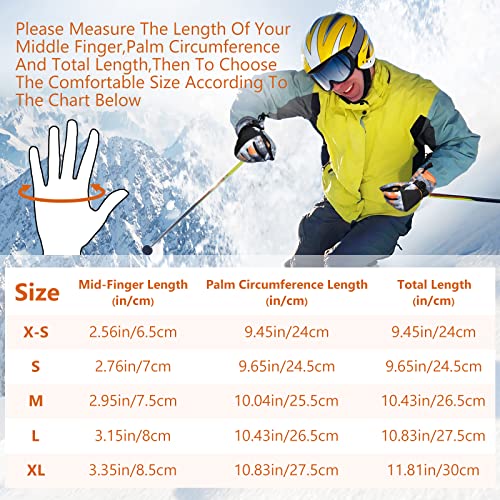 Image of Ski Gloves,Snow Gloves Waterproof Winter Warm Cold Weather Touchscreen Gloves for Parent& Child Kids Skiing,Snowboarding