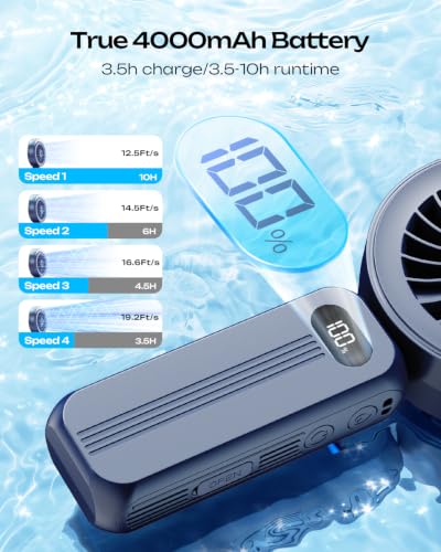 Image of Otlonpe Handheld Misting Fan Portable, Powerful 4 High Speeds Rechargeable Small Hand Held Fan Water Mist, 4000mAh Battery Operated, Foldable, Lanyard, Personal Cooling for Travel Men Wome