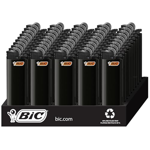 BIC Maxi Pocket Lighter, Special Edition Series, Black, 50 Count Tray of Lighters