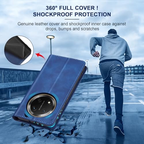 Image of Jasonyu Case for Honor Magic 7 Lite 5G Leather Wallet Flip Cover with Card Holder,Kickstand, Magnetic Closure,TPU Shockproof Phone Case (Blue)