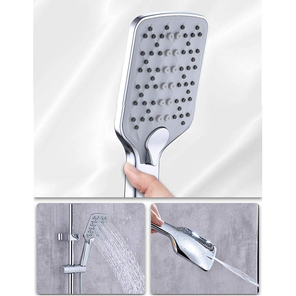 Kit doccia con soffione doccia, soffione doccia a pioggia pressurizzato in ottone, set miscelatore multifunzione a prova di calcare, nero (cromato)