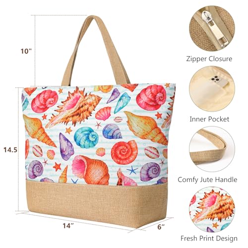 Image of Trifabricy Beach Bag for Women, Large Beach Tote Bags with Zipper, Woven Straw Tote Waterproof, Swim Gym Shopping Travel Bag