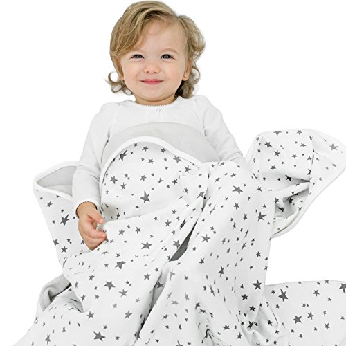 Image of Woolino Toddler Blanket - Merino Wool and Organic Cotton Baby Blanket for Girls and Boys - 4 Season - 52.5” x 40” - Night Sky