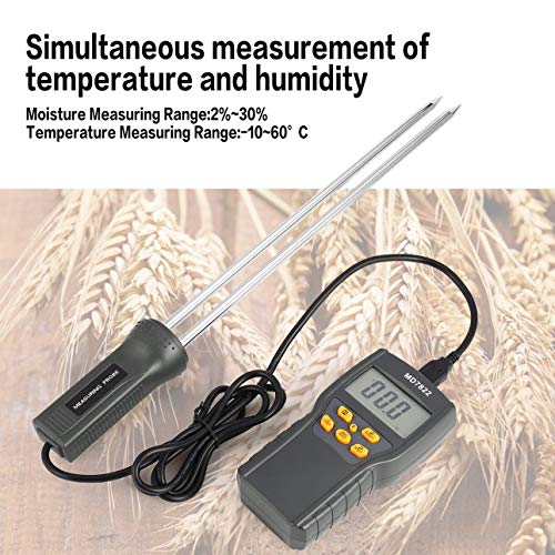 Foto von Ballylelly MD7822 Digital Getreidefeuchtigkeitsmesser Analysator Temperatur Thermometer Luftfeuchtigkeit Hygrometer Wasser Feuchtemelder Tester