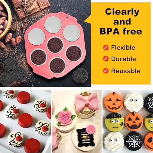 Image of Sidosir 3Pcs Oreo Cookie Chocolate Silicone Mold, 7-Cavity Round Cylinder Oreo Chocolate Cover Molds for Candy, Silicone Baking Molds for Mini Cakes, Jelly
