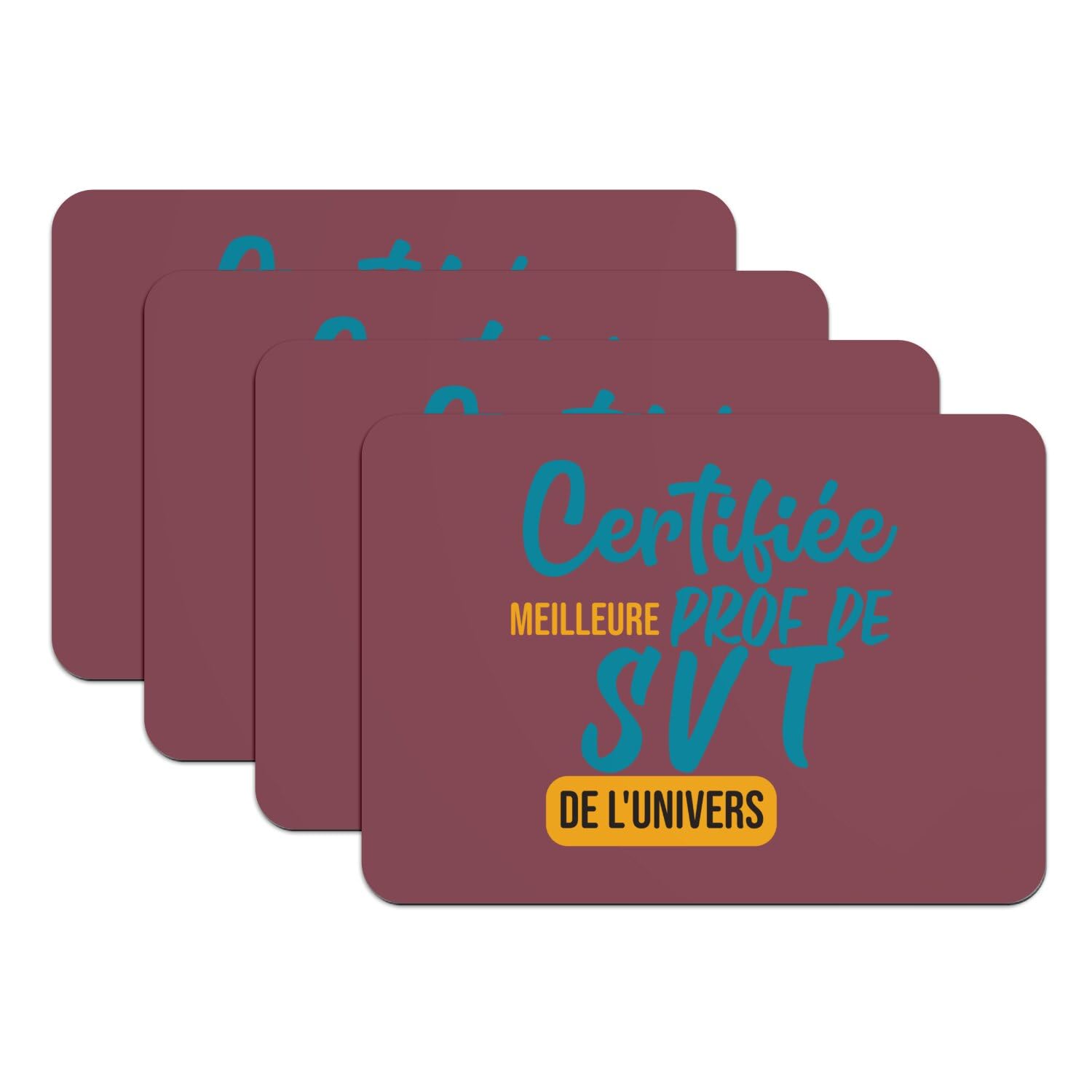 Professeur collège SVT set de table rouge lot de 4 caoutchouc grand format 39cm