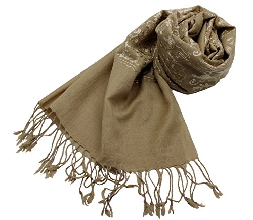 Étole laine unie SHANKARA contre le froid écharpe fleurs brodées N8