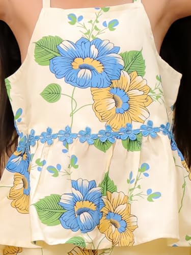 Image of superminis Girl's Top and Shorts |Coordinated Outfit| Sleevless Floral Print Top and Shorts Set| Summer Casual Outfit For Kids| 2-Piece Dress For Girls