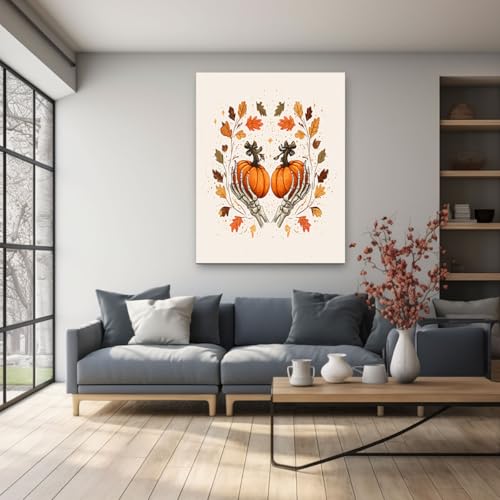 Décoration Murale Halloween Poster Boho Rétro Citrouille Marron 70x100cm Salon - 3