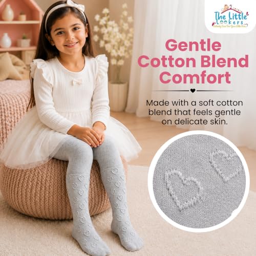Image of THE LITTLE LOOKERS Baby Tights Thick Toddler Baby Girl Seamless Knit Leggings Thick Solid Cotton Stockings Footed Pants Pantyhose for Years Baby