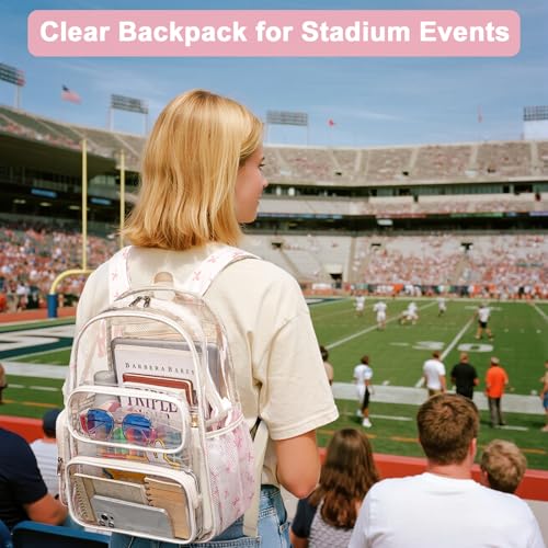 Image of BTOOP Clear Backpack Heavy Duty Transparent Backpack 17 inch See Through Bookbag for College Work Festival Security with Padded Strap Large Capacity