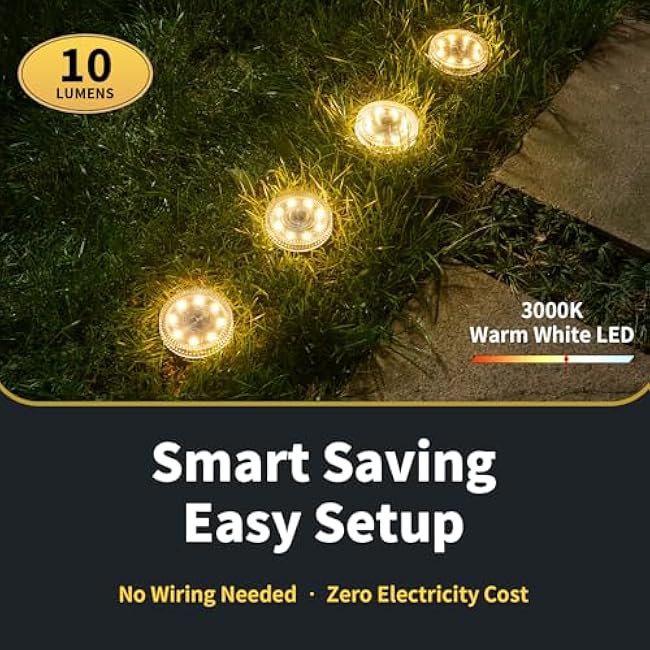 Glass Solar Pathway Lights with Bubble Style, Modular-Design Waterproof In-Ground Light for Patio Pathway Lawn Yard Deck Walkway, Decorative Disk Lighting for Garden Bed, Warm White (8 Pack)