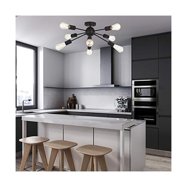 VINLUZ Chandelier Lighting Ceiling Light Sputnik Chandelier Pendant Lighting Industrial Lighting 8 Light Sputnik Ceiling Light Flush Mount Ceiling Light - Image 10