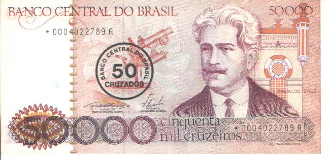 Billet 50 Cruzados Brésil 1986 monnaie ancienne rare numismatique C178a