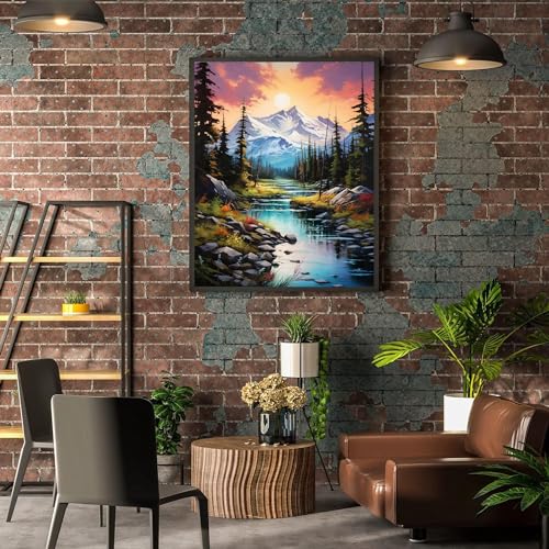 xackcme Mountain Paint by Numbers for Adults - Scenery Paint by Number on Canvas Without Frame, DIY Oil Painting for Gift Home Wall Decor (16x20 inch)